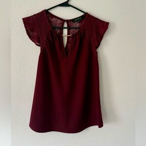 Heart Soul Deep Red Lace Blouse